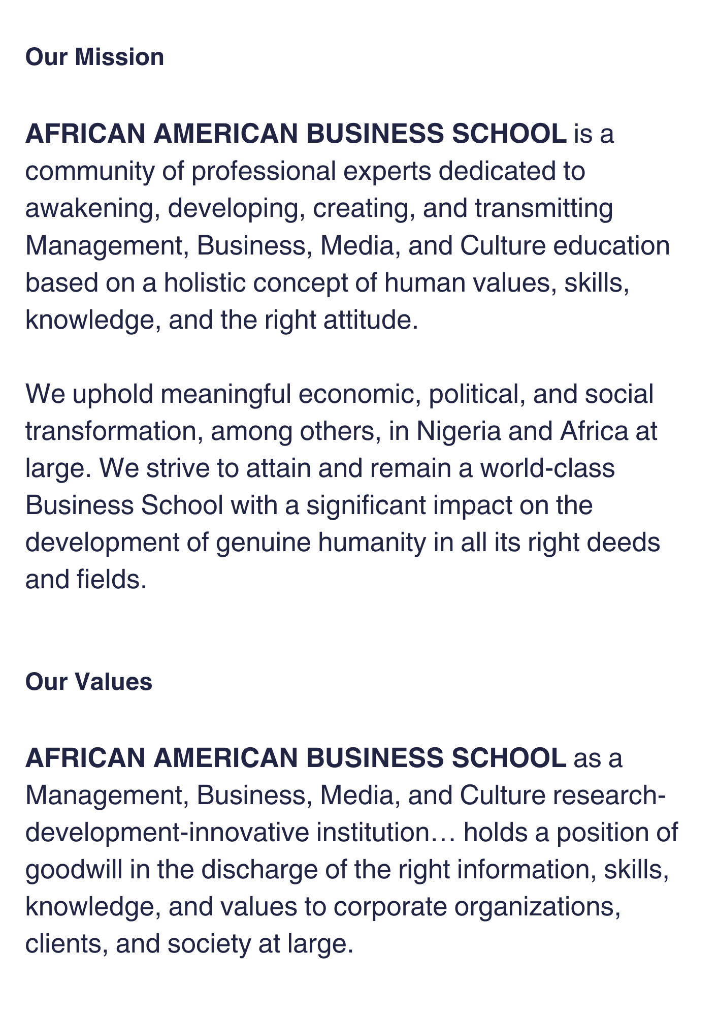 African American Business School - About Us